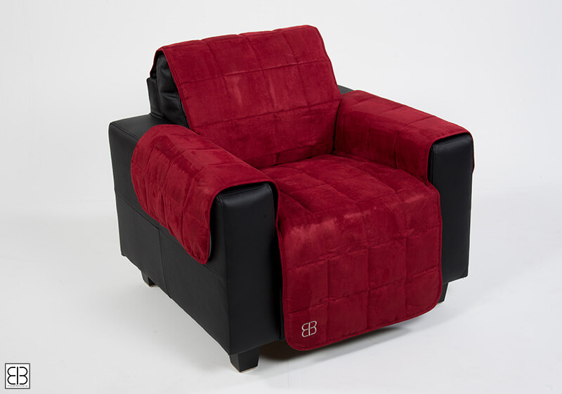 PetEgo Emanuele Bianchi Design Belsofa box-quilted velvet chair cover in barn red antislip