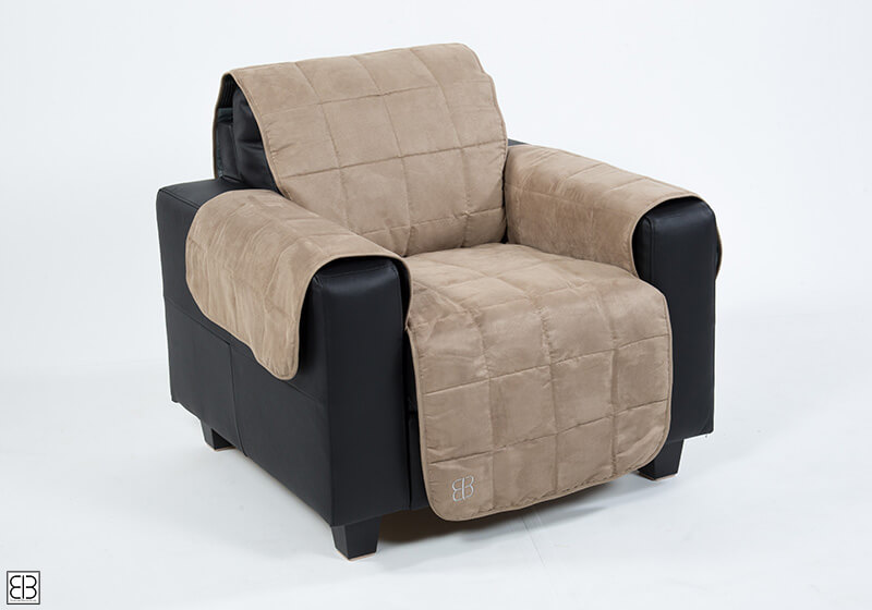 Emanuele Bianchi Design hypoallergenic box-quilted velvet chair cover, in stone, with EVA mesh antis