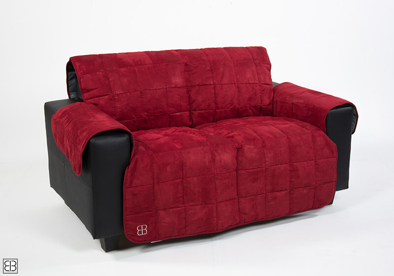 PetEgo Emanuele Bianchi Design Belsofa box-quilted velvet loveseat cover in barn red antislip