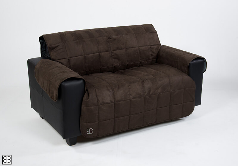 PetEgo Emanuele Bianchi Design Belsofa box-quilted velvet loveseat cover espresso brown antislip