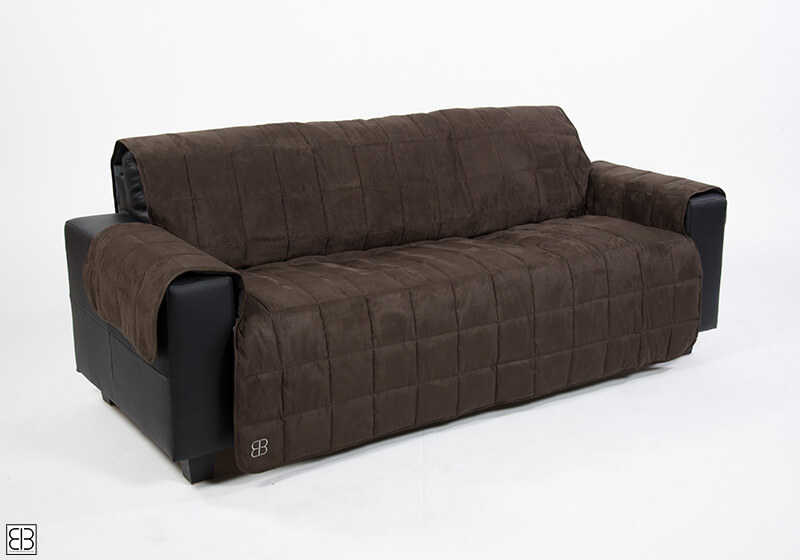 PetEgo Emanuele Bianchi Belsofa box-quilted velvet sofa 3 seat cover espresso brown antislip