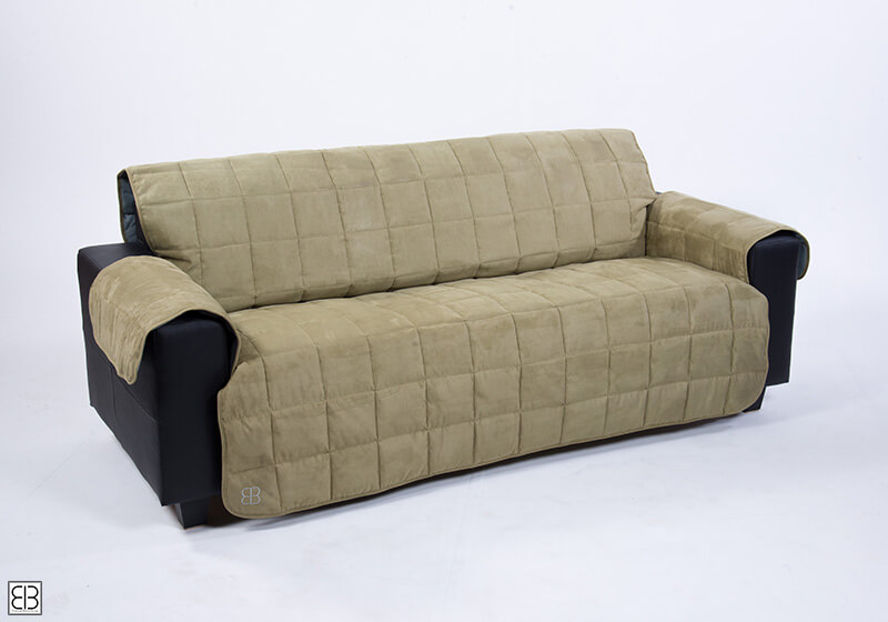 Emanuele Bianchi Design hypoallergenic box-quilted velvet three seat sofa cover, in sage, with EVA m